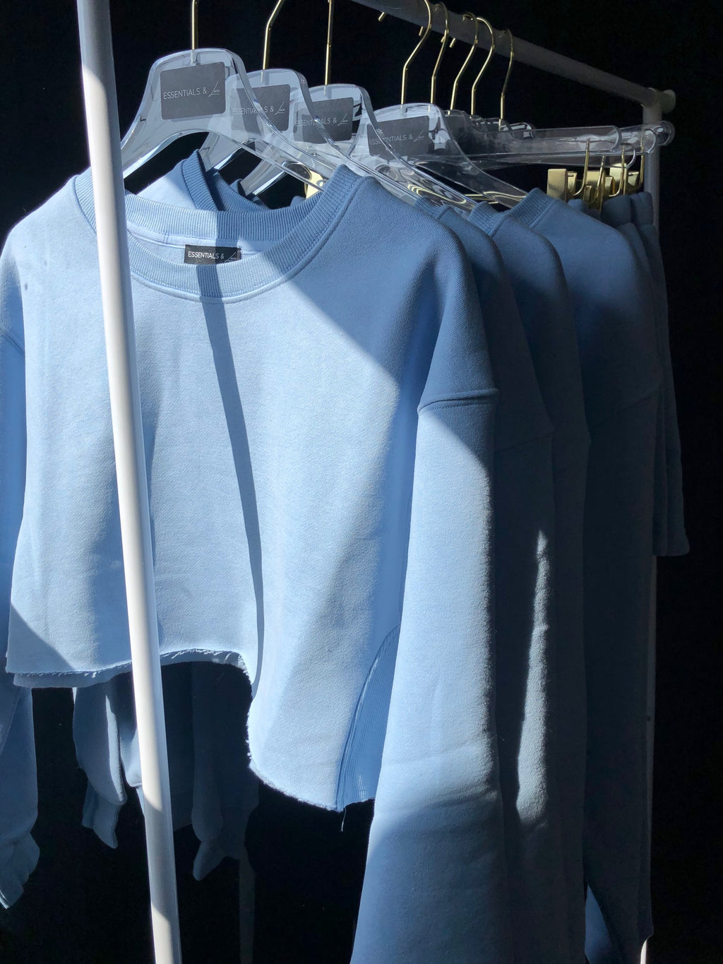 blue sweatshirt, blue cropped womens sweatshirt, blue womens sweatshirt, cropped sweatshirt,  crop sweatshirt, light blue sweatshirt, womens loungweear, woments sweatshirts, essential sweatshirts,