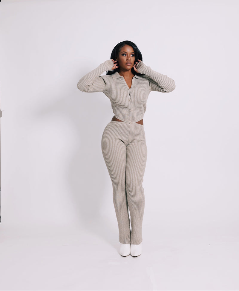 'Macchiato' Ribbed Knit Two Piece Set