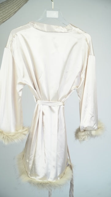 Soft Life Satin Fur Trimmed Robe